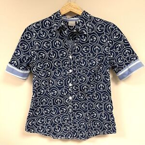 LL Bean nautical print boys short sleeve button down S